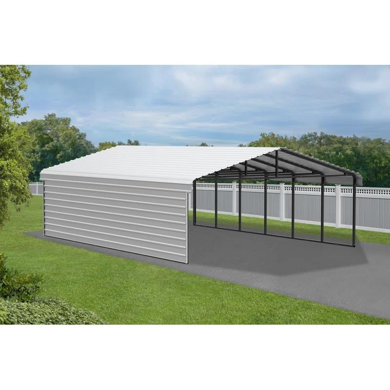 Arrow Arrow Steel Carport with 1 Side Wall Kit, 20x29x07