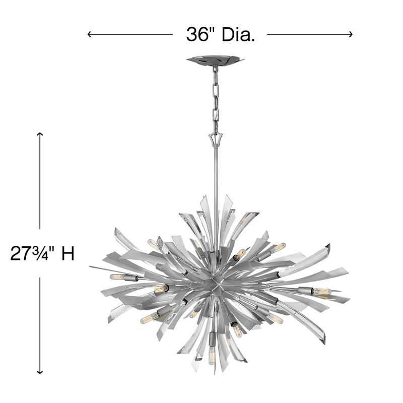 Fredrick Ramond Vida 36" Thirteen-Light Modern Horizontal Hanging Chandelier w/ Crystal Accents