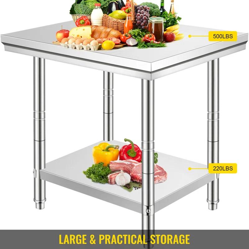 VEVOR VEVOR Stainless Steel 24'' W x 31.5'' H Adjustable Work Table