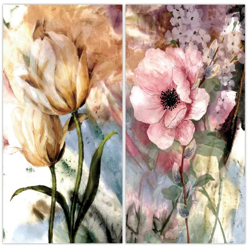 Empire Art Direct " Pastel Fleur I&II " 2 - Pieces Painting Print