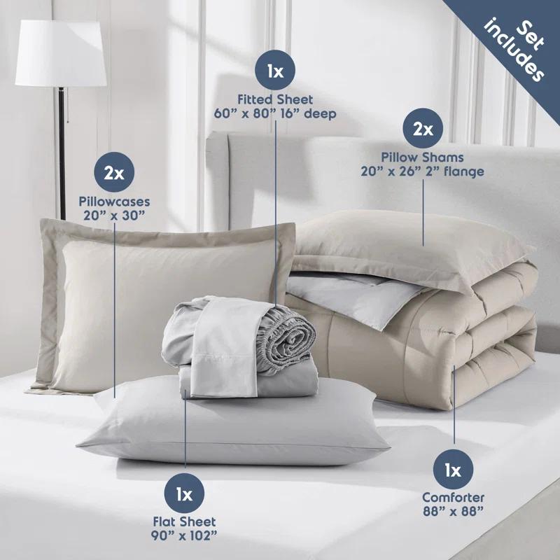 Nestl Bed-in-A-Bag Reversible Comforter Set with Bed Sheets