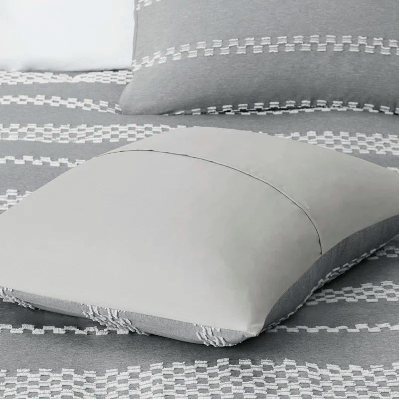 Striped 5 Piece Clipped Jacquard Comforter Set with Throw Pillows