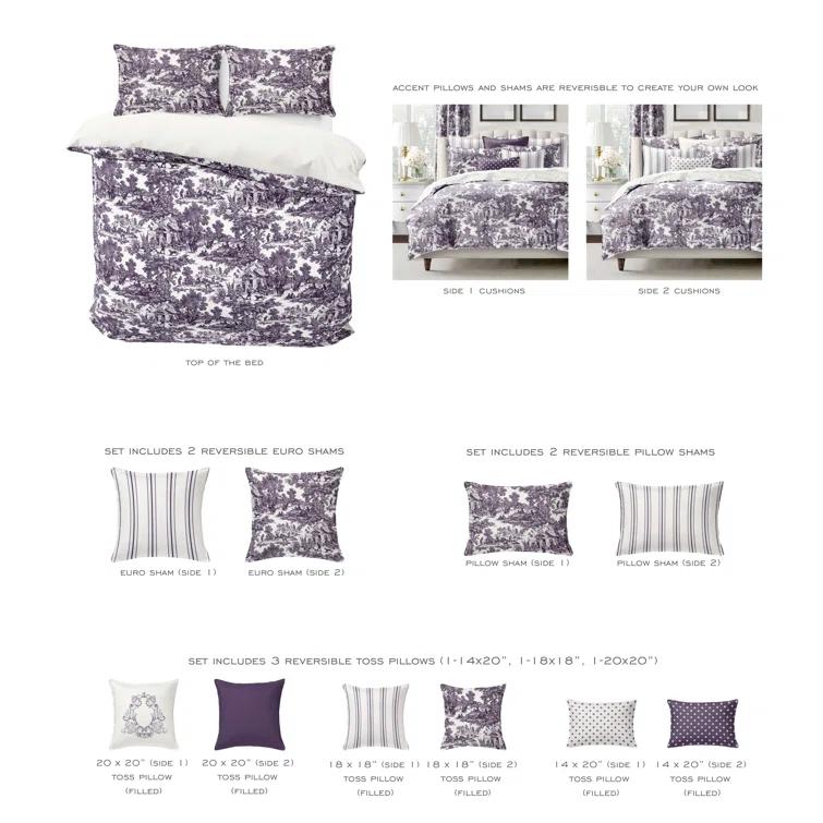 6ix Tailors Fine Linens Au Village Toile Eggplant