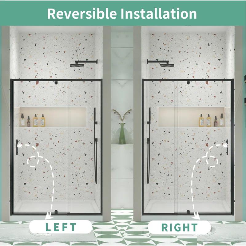 Arch Glass Designs 11DD131873LTS 38-42" W x 71" H Flush Glass Shower Door Reversible Installation