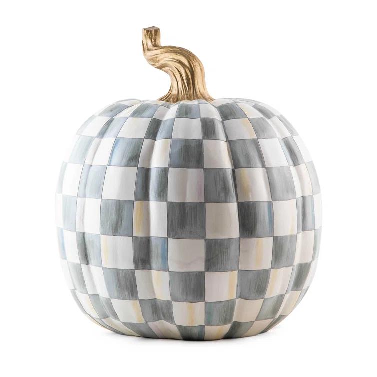 MacKenzie-Childs Check Large Pumpkin Decorative Accent