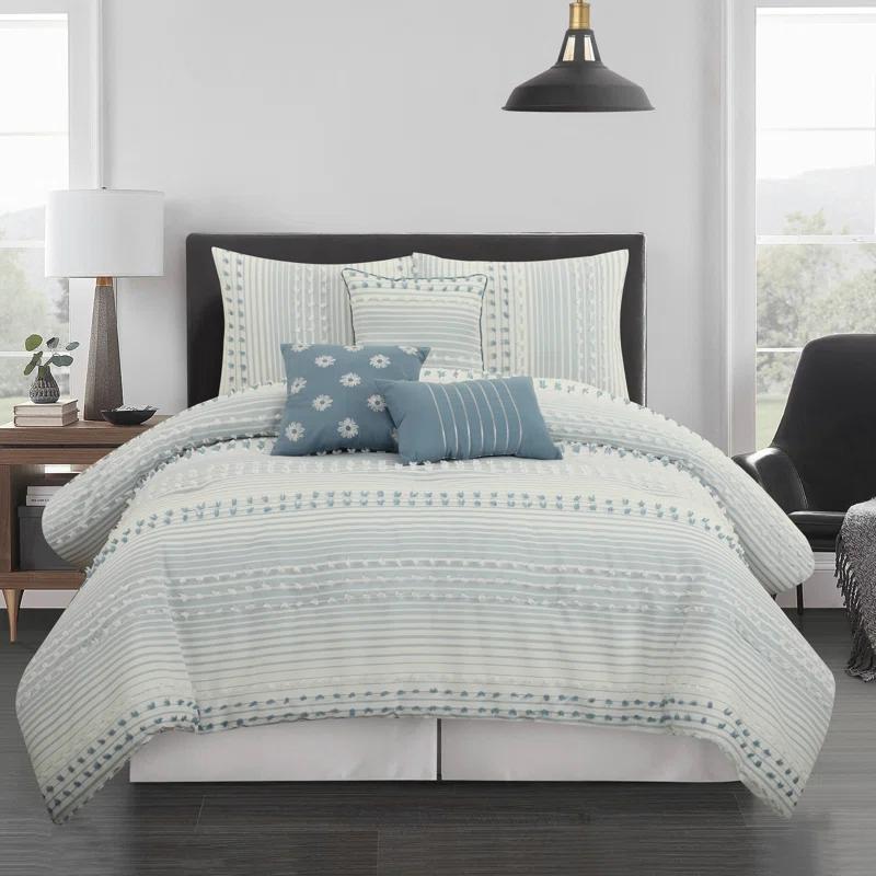 Nanshing America, Inc Clarion Pink 7 Piece Chic Striped Comforter Set