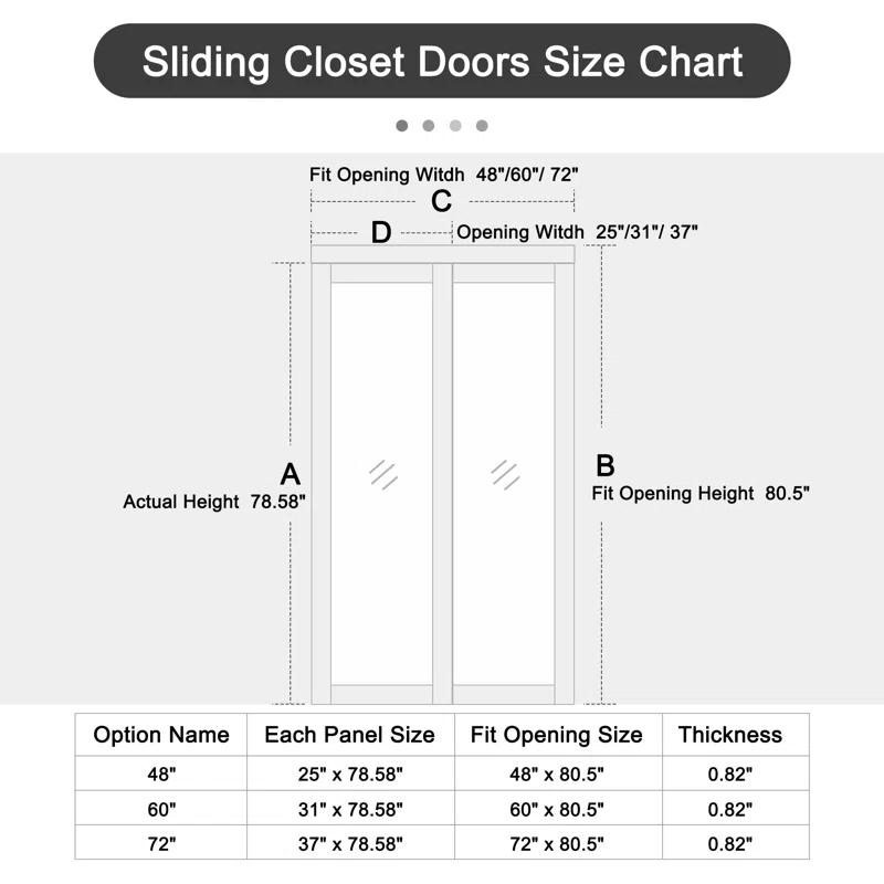 ARK DESIGN 80 in. 1 Lite Mirrored White Sliding Closet Door with Hardware Kit