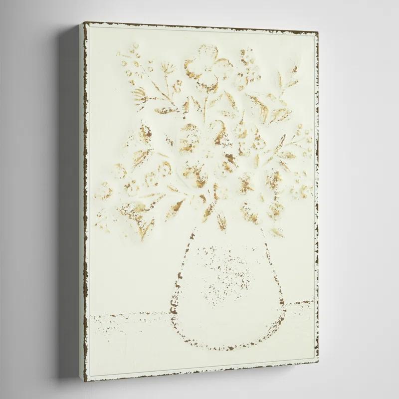 Kelly Clarkson Home Embossed Metal Wall Art with Flowers in Vase