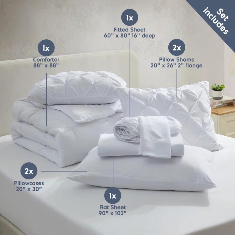 Nestl Bed-in-A-Bag Pleated Comforter Set with Bed Sheets