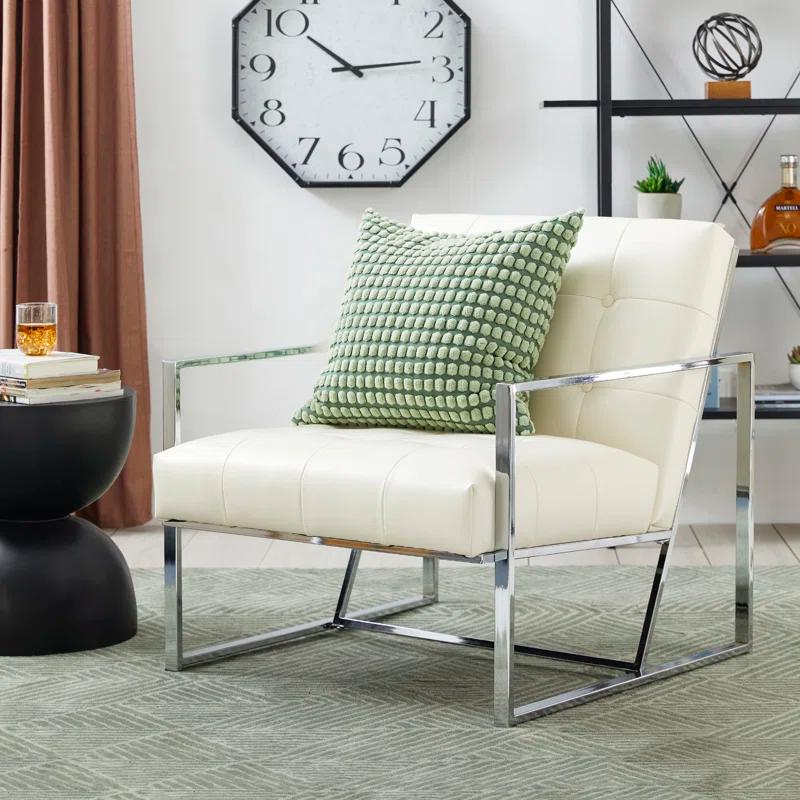 Siebo 30'' Wide Tufted Cream Armchair