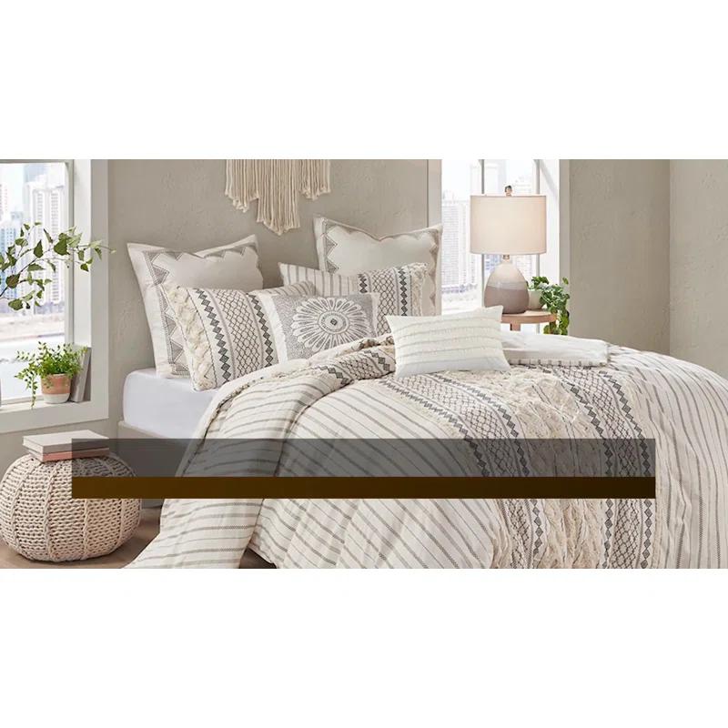 Laetitia Tufted Chenille Cotton 3 Piece Medallion Duvet Cover Set