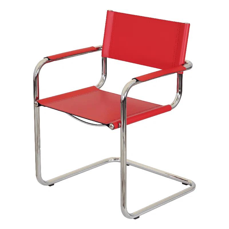 Breuer Chair Company Mart Stam Cantilever Armchair Arm Chair w/ Chrome-Plated Steel Frame (Various Bonded Leather Colors)