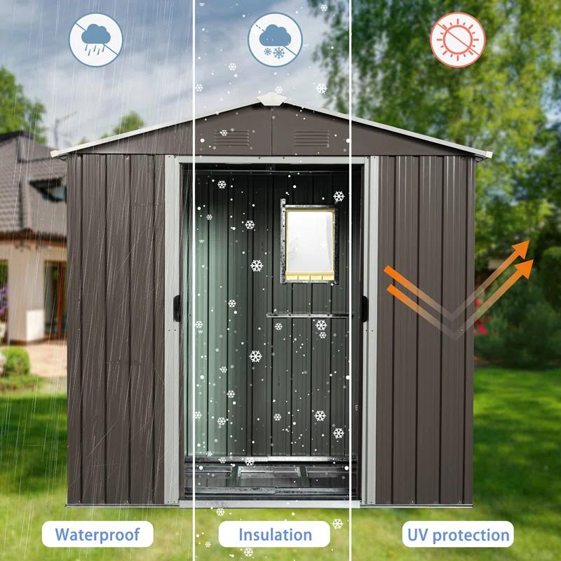 8Ft X 4Ft Outdoor Metal Storage Shed With Window