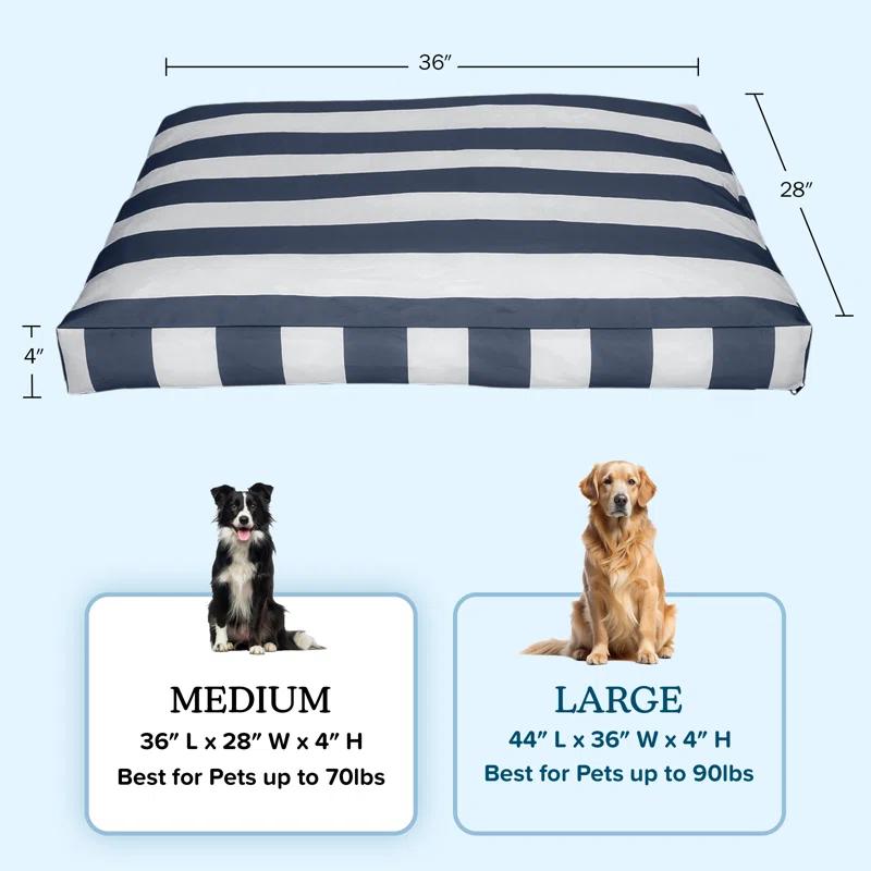 Petmaker PETMAKER Dog Bed - Indoor/Outdoor Striped Dog Bed with Removable Washable Cover and Non-Slip Bottom - 36in Medium Pet Bed