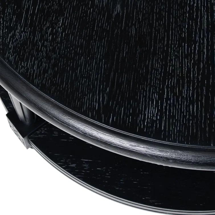 Maven Lane Maven Lane Pullman Traditional Round Wooden Coffee Table In Antiqued Black Finish
