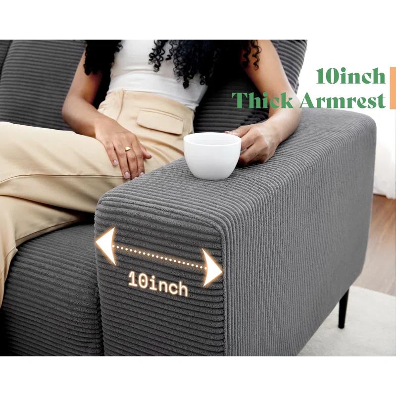 Wade Logan® Brynnly 89 in Comfy Sofa Couch with Extra Deep Seat 3 Seater Sofa Chair Set for Living Room