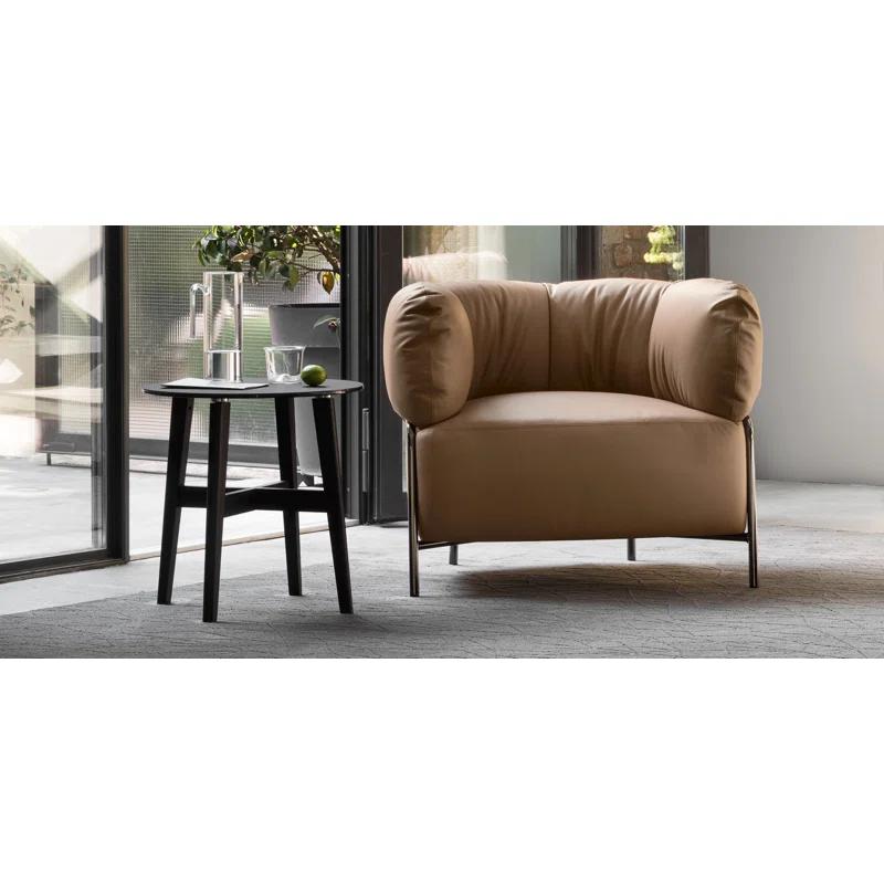 Calligaris Abrey Round End Table with Wooden Base