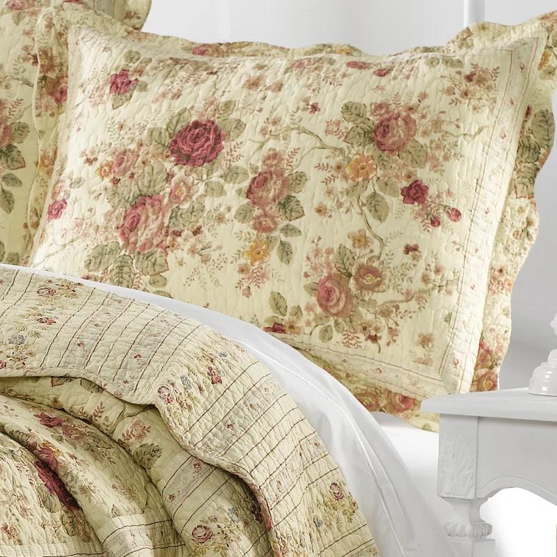 Antique Rose Cotton Reversible Quilt Set