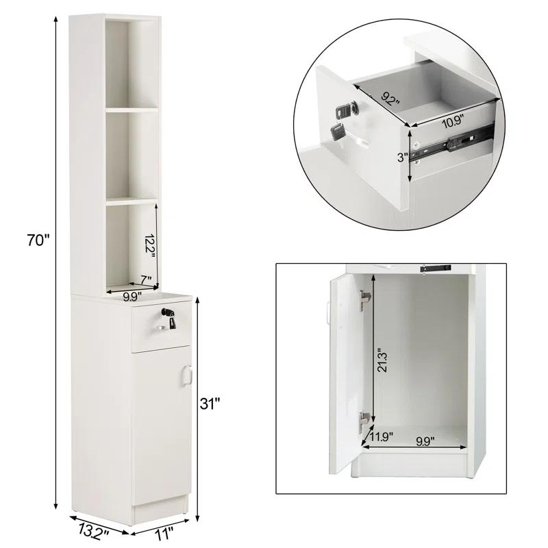 MCombo Locking Wall Mount Salon Styling Station Drawer Storage