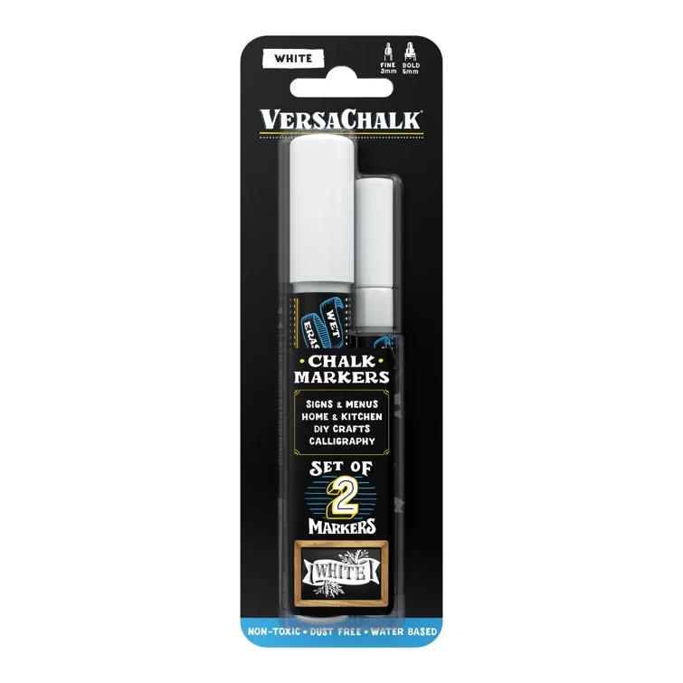 VersaChalk VersaChalk White Liquid Chalk Markers - 2 set, Wet Erase, for Chalkboards & Glass