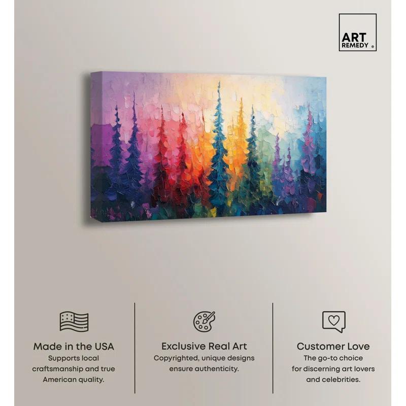 Art Remedy Branching Color Fusion Canvas Colorful Floral Art by Art Remedy