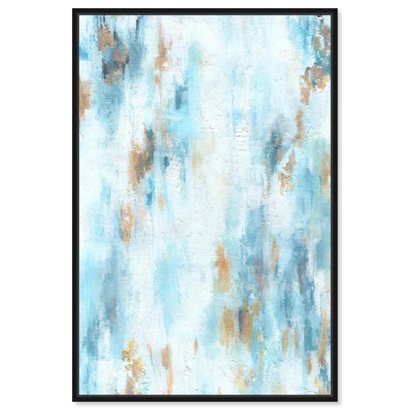 Art Remedy Art Remedy Textured Shades Framed Blue Abstract 1 Piece Canvas Wall Art 57567