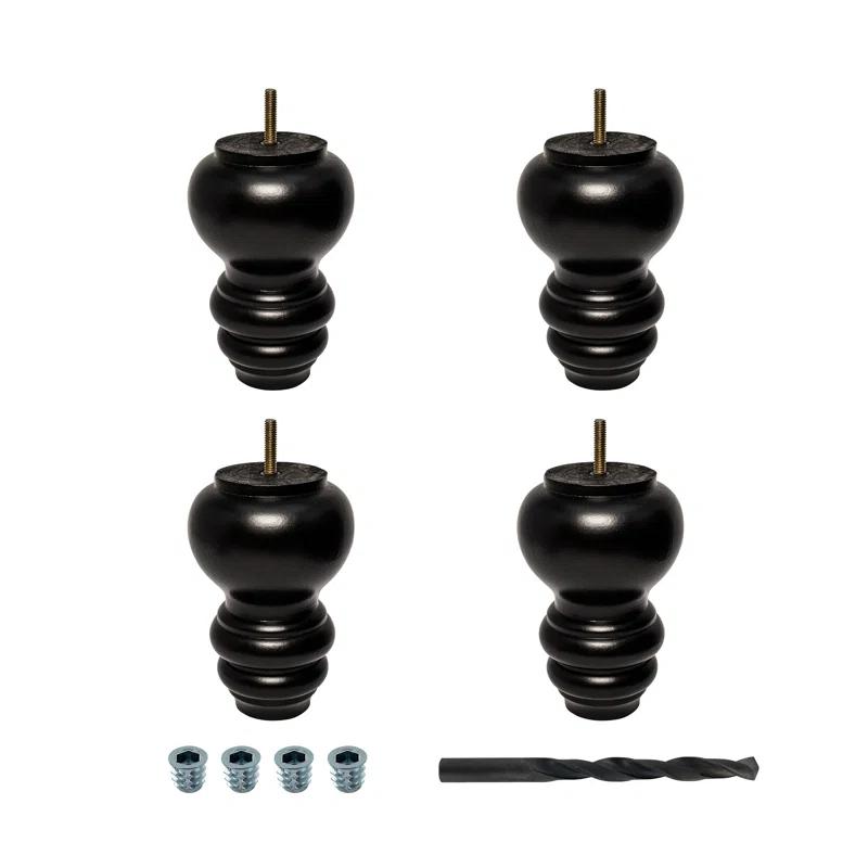 5 in x 4 in Stained Solid Hardwood Round Sofa Leg (Set of 4)