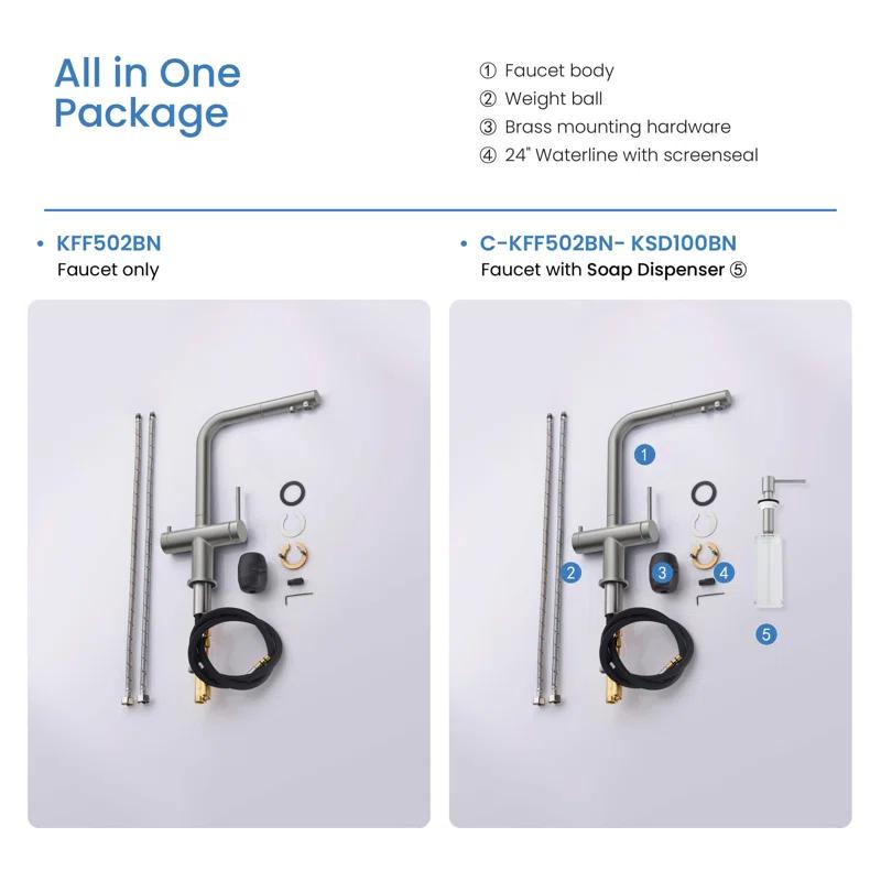 KIBI KFF502BN KIBI Circular 2-in-1 Single Hole Pull Out Kitchen Faucet