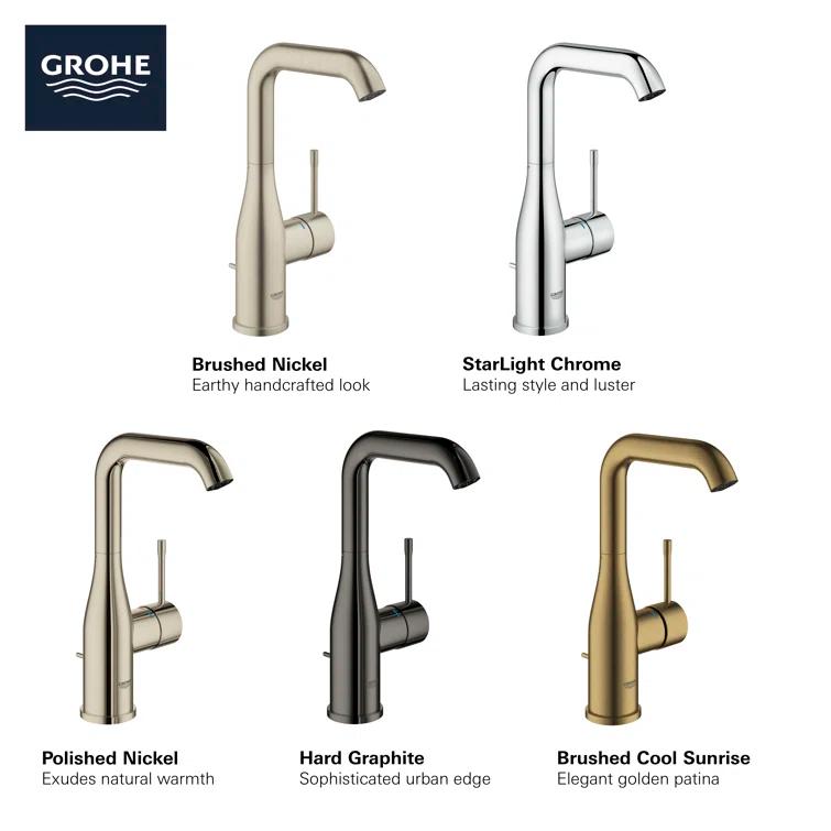 GROHE GROHE Essence Single Hole Bathroom Faucet with Single Handle, Size Large 23486GNA