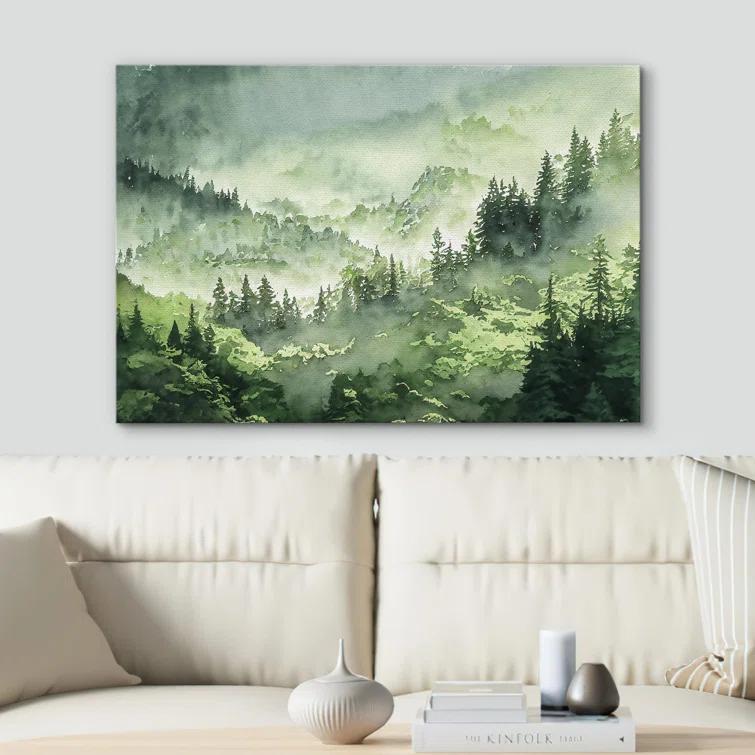 IDEA4WALL Woodland Forest Landscape " Green Pine Tree Forest "