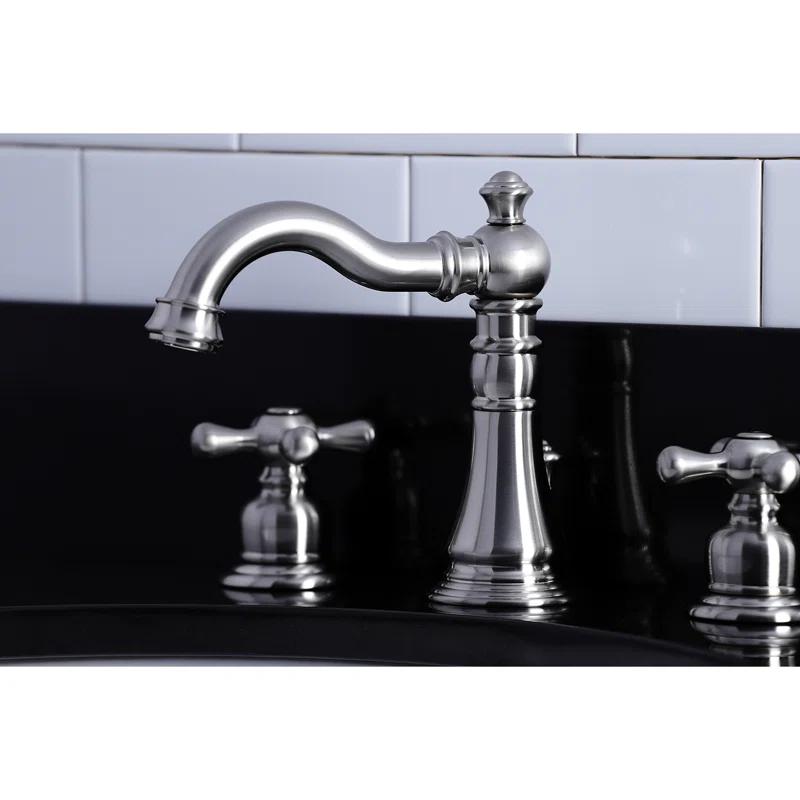 Kingston Brass American Classic Two-Handle 3-Hole Deck Mount Widespread Bathroom Faucet with Pop-Up Drain