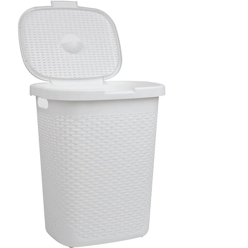 Mind Reader Mind Reader 40L Slim Laundry Hamper, Clothes Basket, Lid, Wicker Design, Plastic