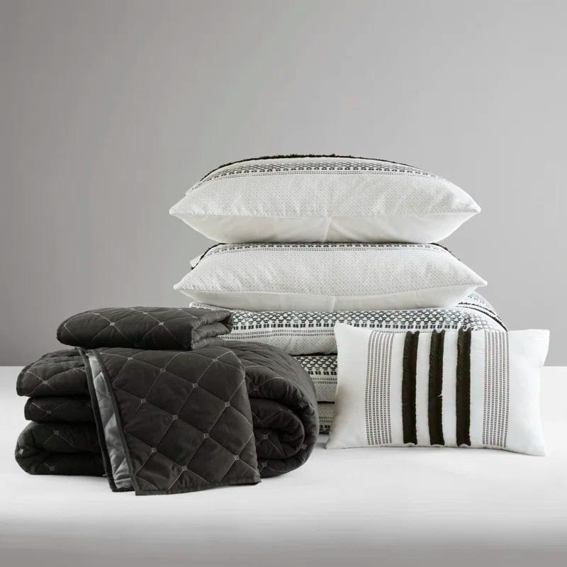 Carolina 7 Piece Stripe Comforter And Quilt Set