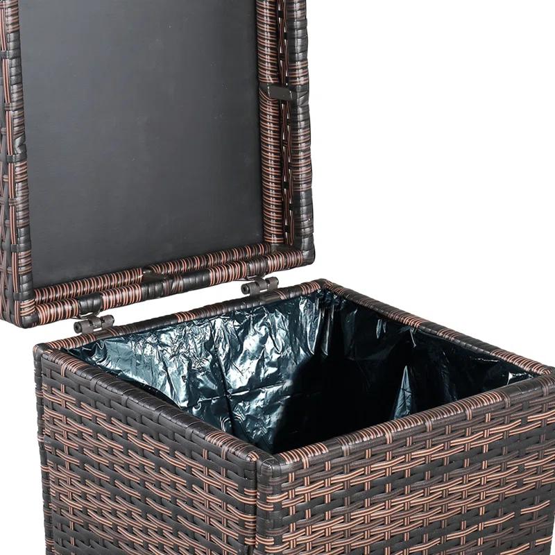 Winado Wicker Manual Lift Outdoor Trash/Recycling Bins - 26.7 Gallons