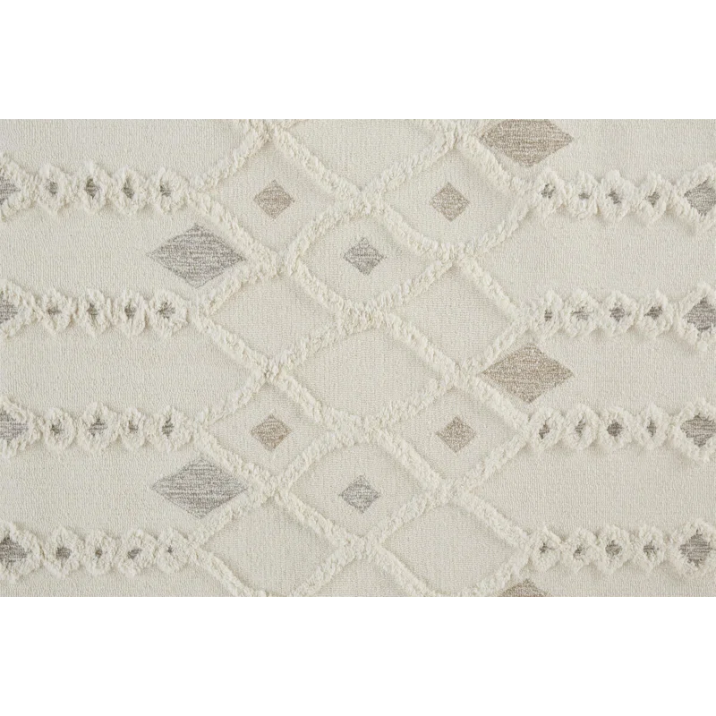The Twillery Co.® Eulalie Geometric Handmade Tufted Wool/Cotton Ivory Area Rug