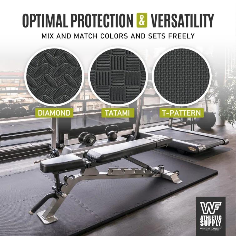 CAP CAP Interlocking Exercise Foam Mats, 24 SQ.FT Diamond, TATAMI, T-Pattern 3/4-Inch Thickness Tiles