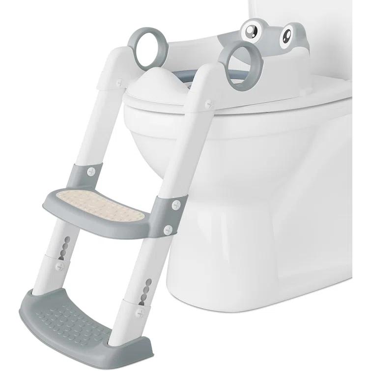 Wrought Studio™ Potty Training Seat, with Step Stool Ladder for Toddlers, Anti-Slip Safe Pads Adjustable Height Legs