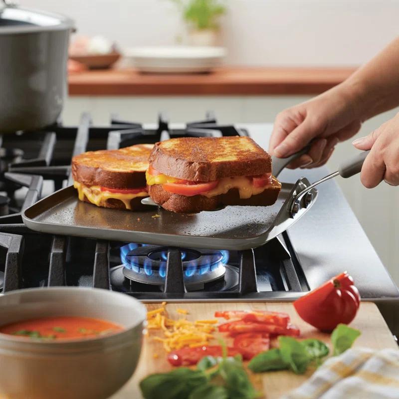 Rachael Ray Rachael Ray Cook + Create Aluminum Nonstick Square Stovetop Griddle Pan, 11-Inch