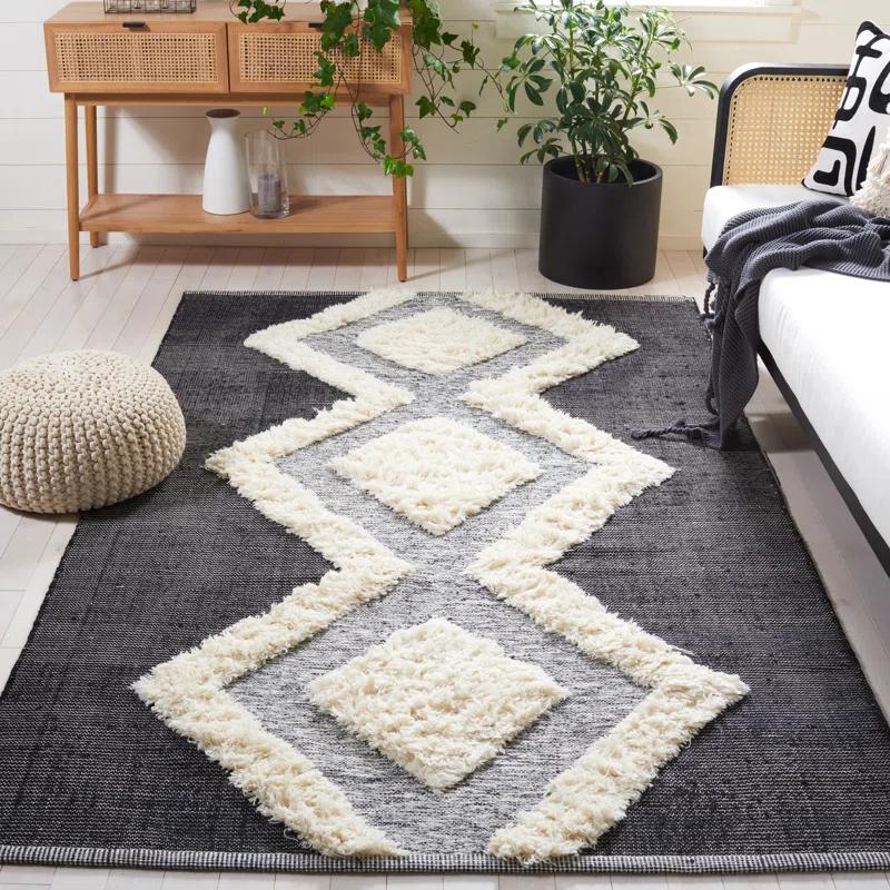 Foundry Select Adamsiii Hand Loomed Wool/Cotton Southwestern Rug in Ivory/Black