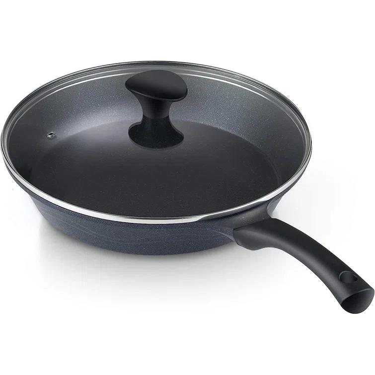 Cook N Home Cook N Home Marble Nonstick Frying Pan with Glass Lid