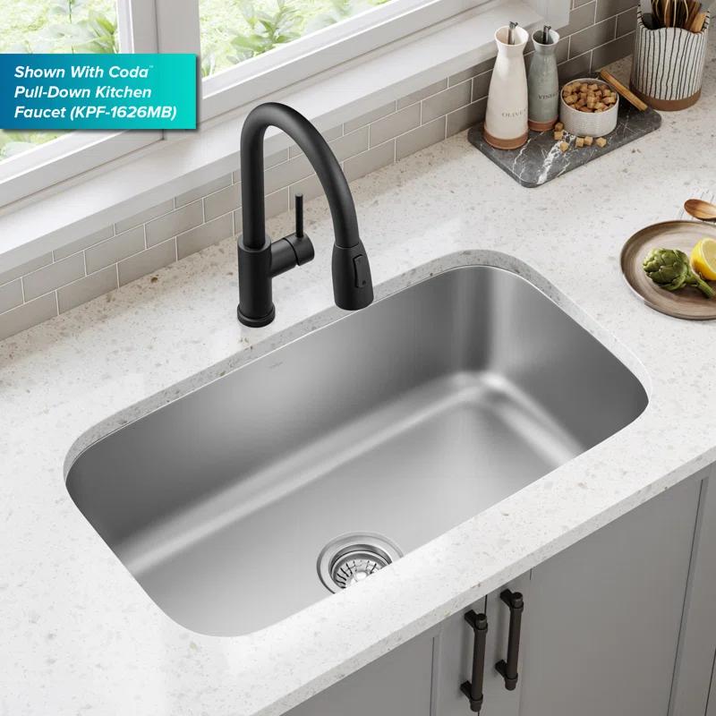 KRAUS Premier Undermount Single Bowl 18-Gauge Stainless Steel Kitchen Sink