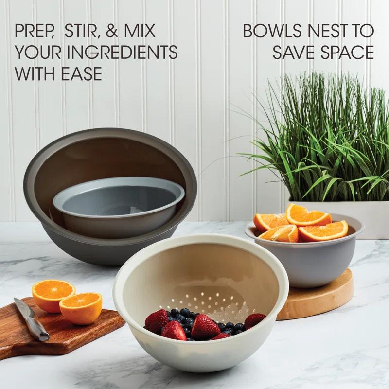 Basic Essentials 4pc Mixing Bowls & Colander Set