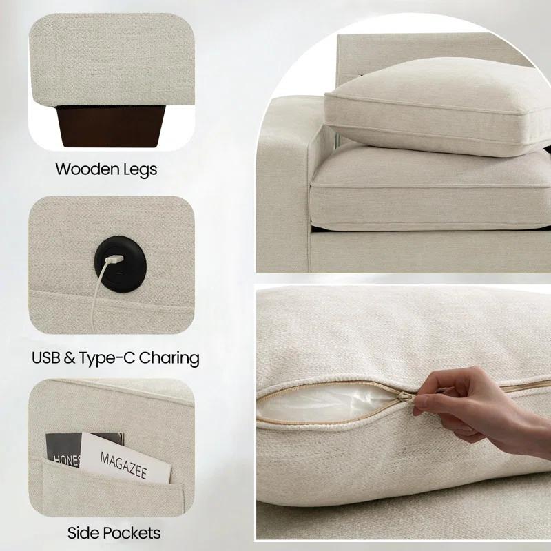 Latitude Run® Modern Modular Chenille Sectional Sofa With Storage Space And Detachable Cover