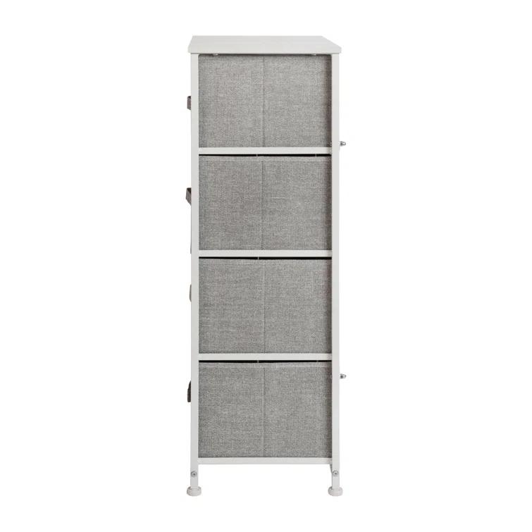 Flash Furniture Malone 4 Drawer Vertical Storage Dresser with Wood Top & Fabric Pull Drawers