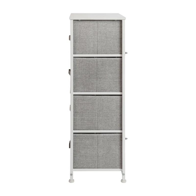 Malone 4 Drawer Vertical Storage Dresser with Wood Top & Fabric Pull Drawers