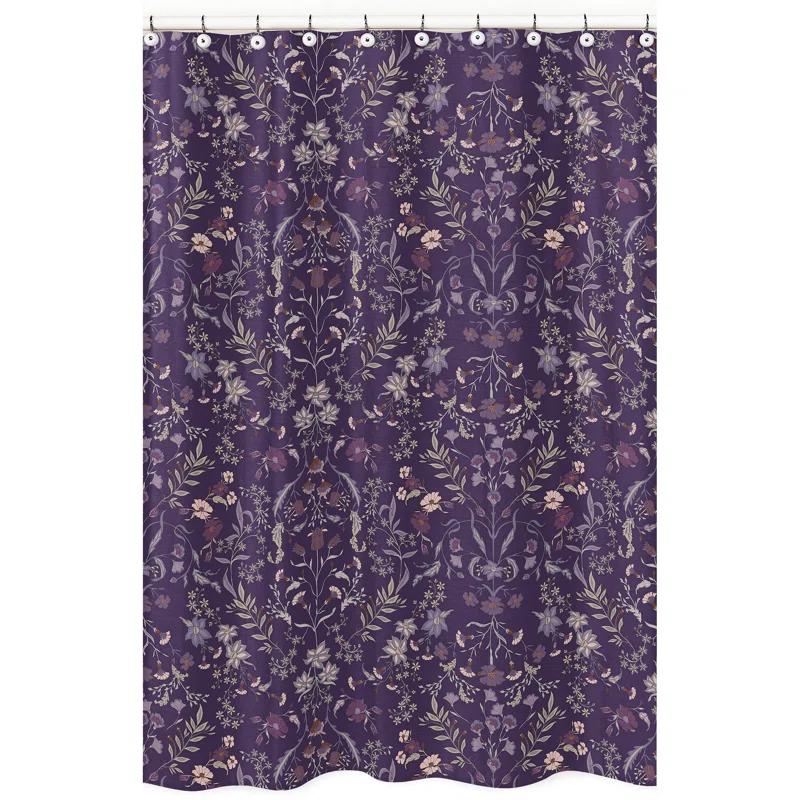 Sweet Jojo Designs Boho Floral Wildflower Plum Purple Single Shower Curtain by Sweet Jojo Designs