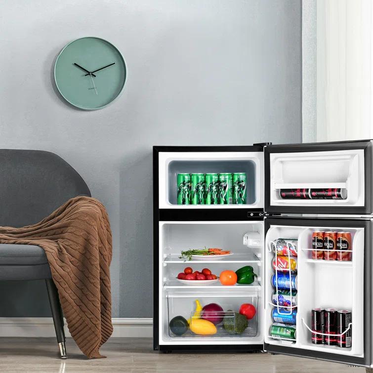 Costway Costway 3.2 Cubic Feet Portable Freestanding Mini Fridge with Freezer