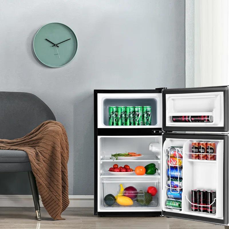 Costway Costway 3.2 Cubic Feet Portable Freestanding Mini Fridge with Freezer