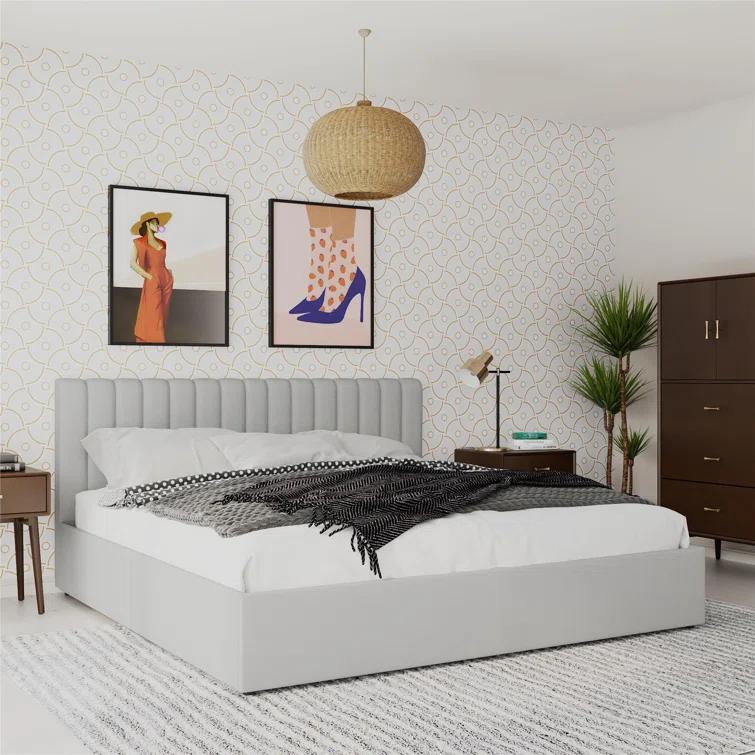 Novogratz Brittany Upholstered Unfinished Platform Storage Bed