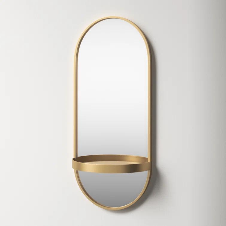 Lumi Metal Flat Mirror with Shelves